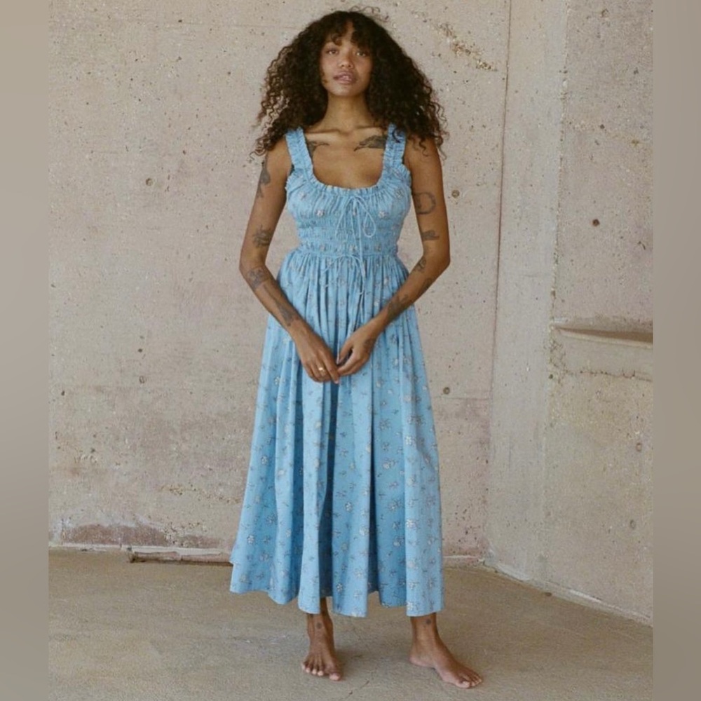 Doen Emmaretta Dress Sky Bouton De Rose Size Small